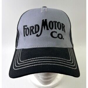 Ford Motor Company Hat Black Gray Stitched Adjustable Baseball Cap One Size